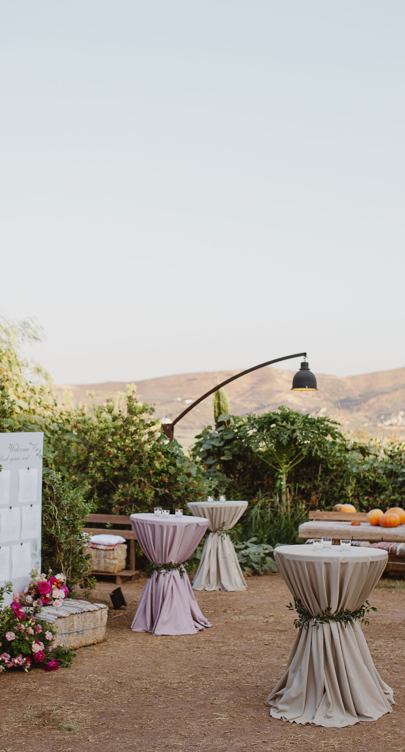 Where Celebration Meets Nature - A modern garden wedding with clean lines and a strong sense of a curated dining experience.
Long communal tables set within the vineyard, statement floral arrangements at varying heights, layers of greenery with bold color accents, and warm lighting that carried the atmosphere from day into night. A setting that felt natural yet intentionally designed  contemporary, vibrant, and effortlessly elegant. - Photo 11